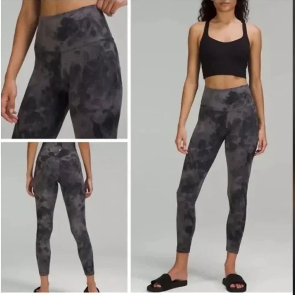 Lululemon Align HR In The Diamond Dye Pitch Gray Graphic Leggings Women Size 6